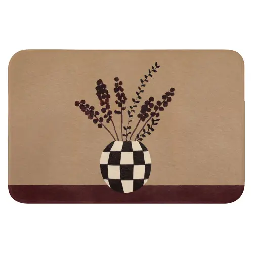 Minimalistisch - Vaas - Bloemen - Bruin Badmat klein -3d