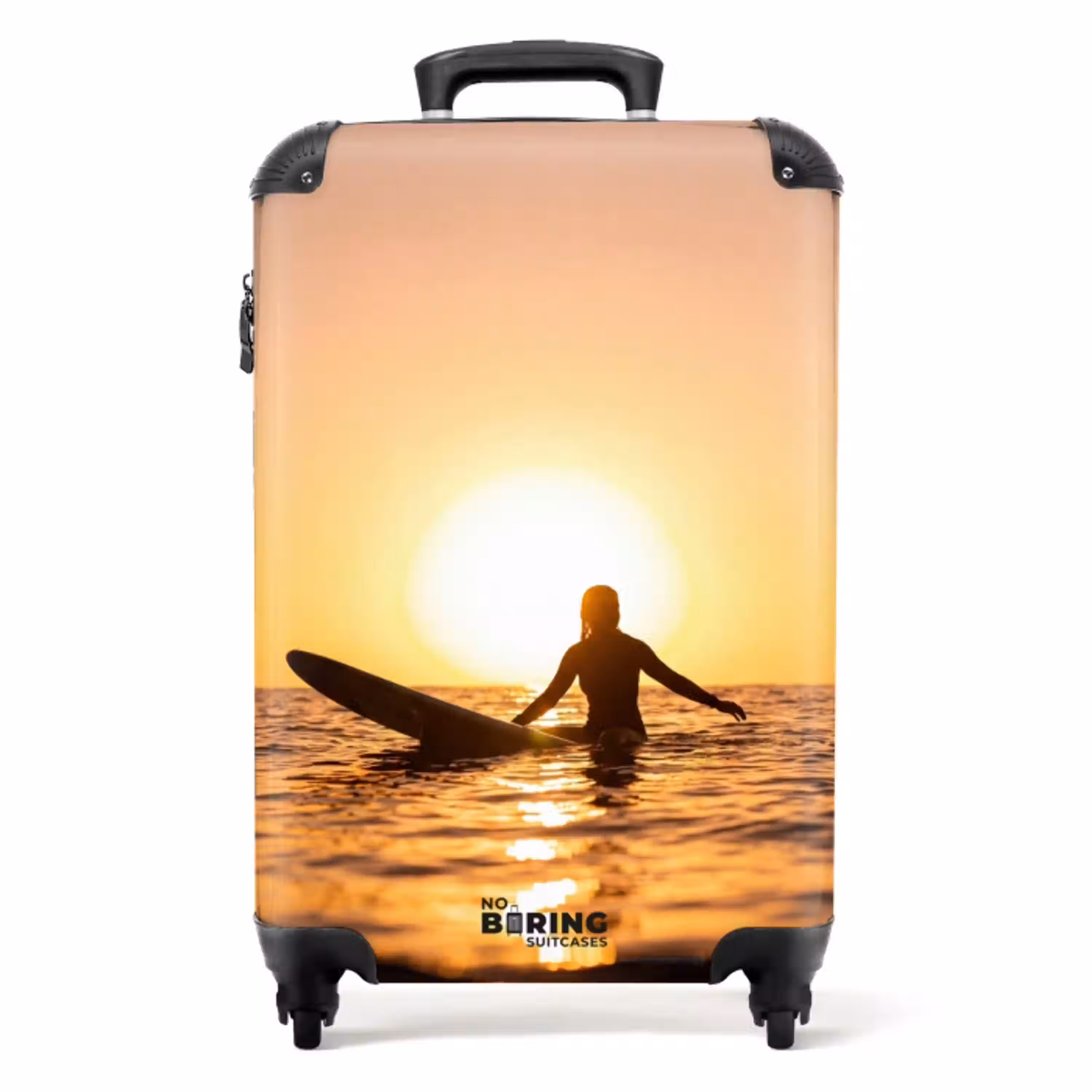 Persoon - Surfen - Zonsondergang - Zee - Oranje NBS - Handbagage koffer - Volwassenen Unisex middel -productfoto_recht