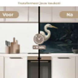 Reiger - Water - Natuur - Modern - Wit keuken achterwand 2 middel -voor-na2_NL