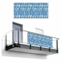 Ruitpatroon - Blauw - Crème Balkonbeschermer Duitsland klein 596 -3d