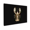 Kreeft - Goud - Textuur - Zwart canvas 2cm klein -z3d