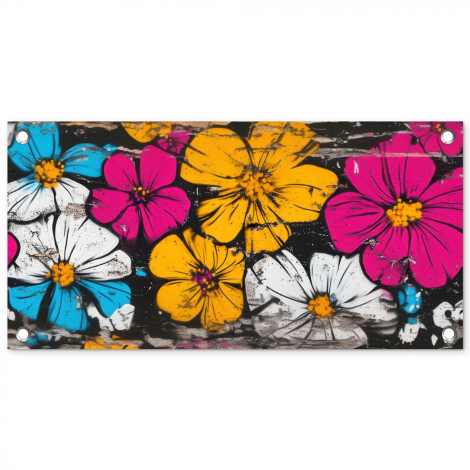 Street Art - Bloemen - Mix tuinposter los doek klein -3d