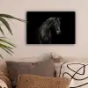 Paard - Dieren - Zwart - Portret canvas 2cm klein -sfeer1