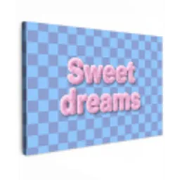 Sweet dreams - Vierkanten - Roze - Blauw canvas 2cm klein -z3d