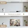 Kolibrie - Vogels - Bloemen - Planten keuken achterwand spatscherm klein -voor_na_FR