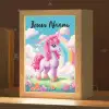 Unicorn - Meisjes - Bloemen - Regenboog - Eenhoorn Light Box met kabel (Kinderlampje) klein -zzz_3d_website