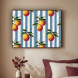 Strepen - Citroen - Blauw Textielframe zwart klein 947 -sfeer1