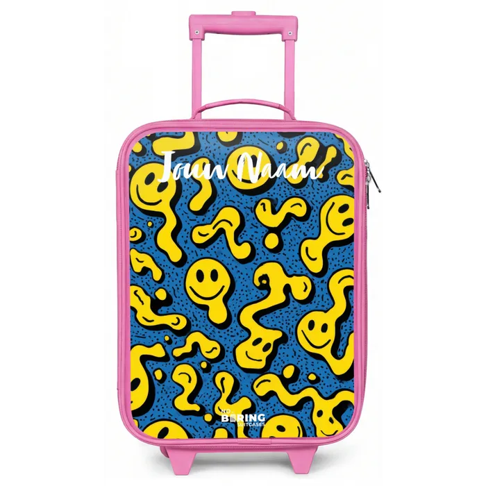 Smiley - Geel - Blauw Kinderkoffer - Roze klein -zz3dotto