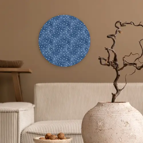 Frans - Citroen -  Stippen - Wit - Blauw Wandcirkel kunststof plaat 5mm dik klein 188 -sfeer1