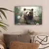 Bruine beer - Wilde dieren - Bloemen - Planten canvas 2cm klein -sfeer1