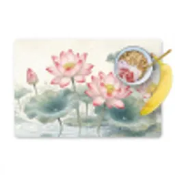 Aquarel - Lotusbloemen - Kleurrijk Placemat vinyl groot -zzzproduct_Kitchenyeah-website