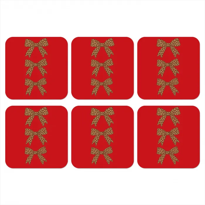 Strikken - Panterprint - Rood onderzetter kurk middel -3d