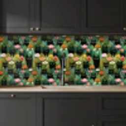 Katten - Bloemen - Kleurrijk keuken achterwand 2 middel 871 -sfeer1