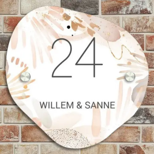Abstract beige - Klassiek Naambord Organisch middel -sfeer10