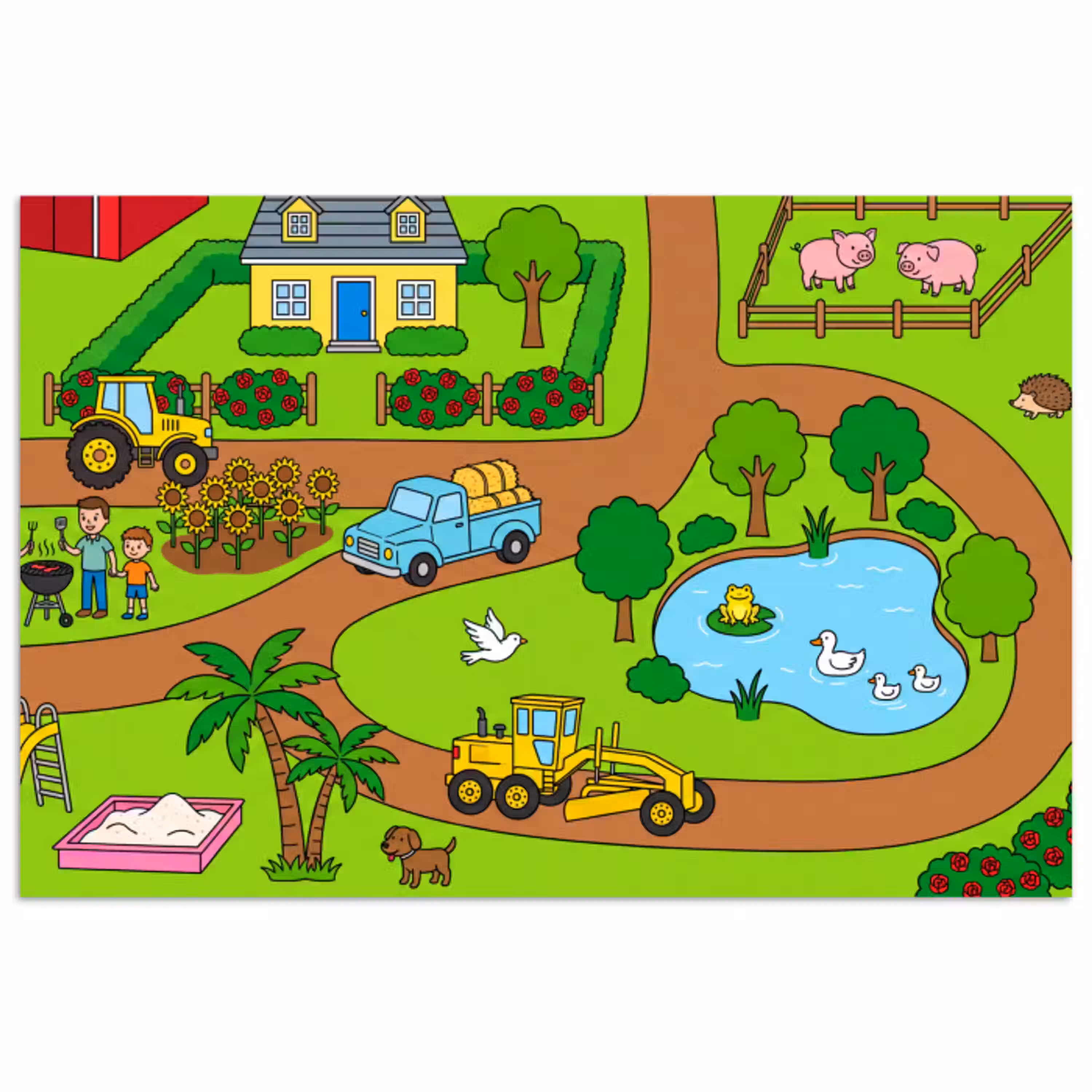 Platteland - Dieren - Cartoon poster papier klein -3d