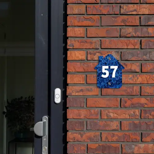 Blauwe rozen - Traditioneel Naambord Huisje klein -sfeer2
