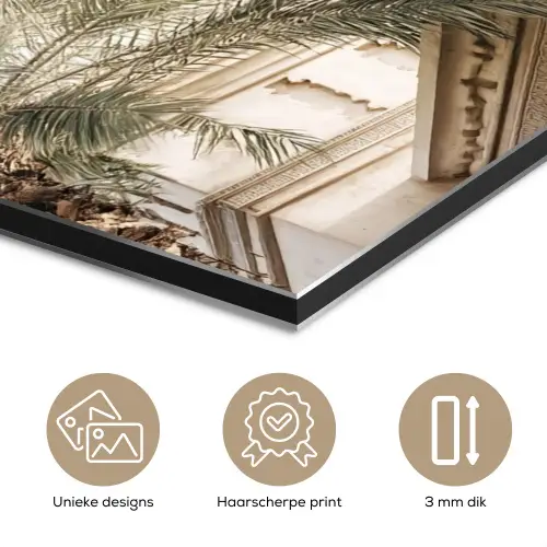 Gebouw - Palmbomen - Beige - Zon aluminium wit klein -closeup_NL
