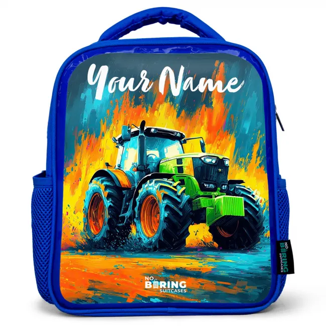 Kids' Backpacks with name Blue -. Abstract - Tractor - Green