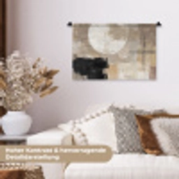 Abstract - Cirkel - Modern - Beige - Zwart - Minimalistisch Wandkleed katoen klein -tsfeer1_DE