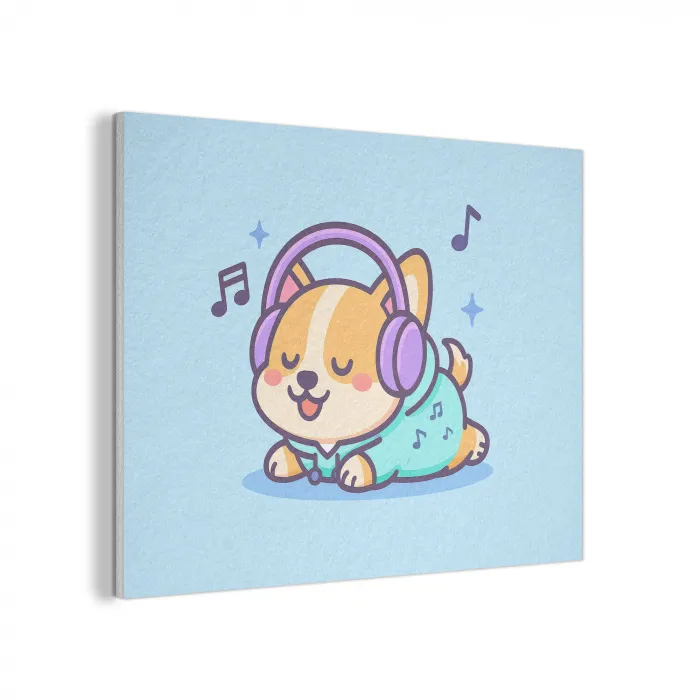 Corgi - Koptelefoon - Blauw - Muzieknoten PET vilt klein -3d
