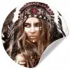 Vrouw - Indianentooi - Veren - Strepen Wandcirkel behangsticker klein -3d