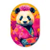 Kimono - Roze - Panda - Bloemenkroon Wandcirkel Ovaal Glas middel -3d