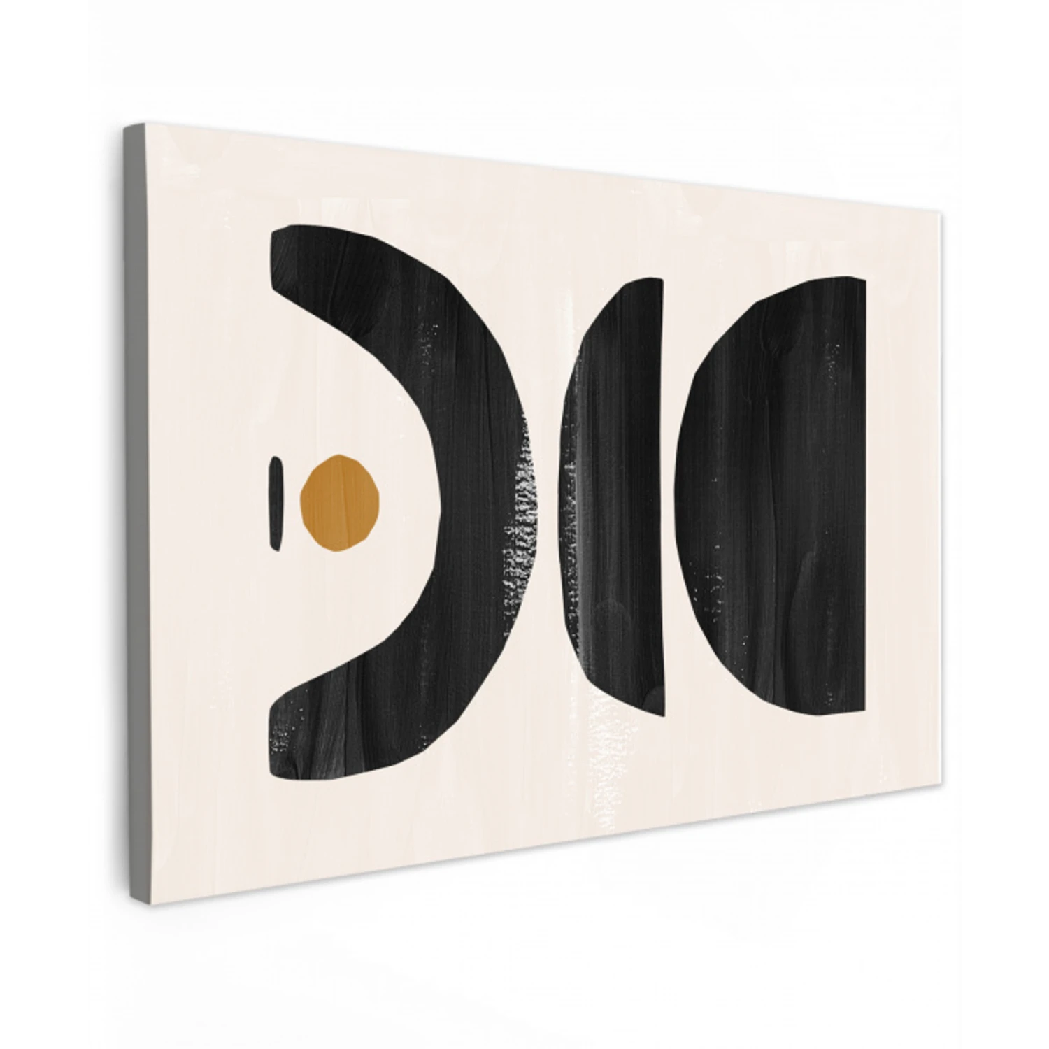 Modern - Abstracte kunst - Zwart - Beige canvas 2cm klein -z3d