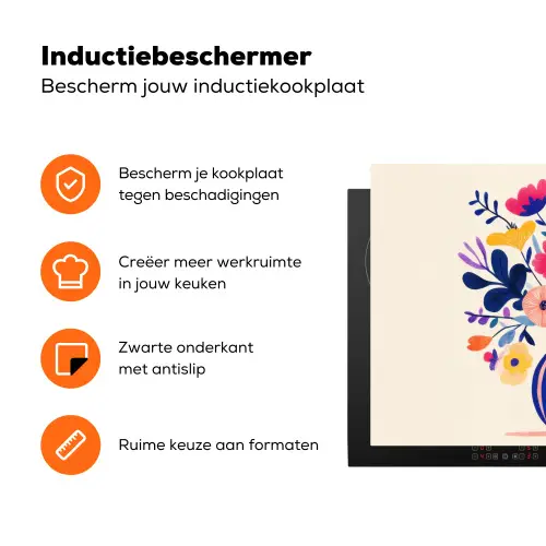 Vaas - Bloemen - Boeket Inductie beschermer vinyl 3mm klein -zzzzzzz-td-ups