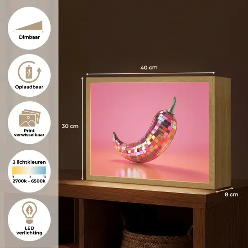 Peper - Disco - Rood - Glitter Light Box met batterij (Wandlamp) middel -USP_websiteoverzichtNL