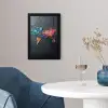 Wereldkaart - Edelstenen - Regenboog - Ruw fotolijst zwart zonder passe partout klein -sfeer4