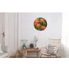Bloemenveld - Zonnestralen - Oranje Wandcirkel aluminium klein -woonkamer