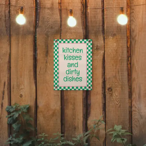 Quote - Groen - Geblokt - Keuken tuinposter los doek klein -sfeer1