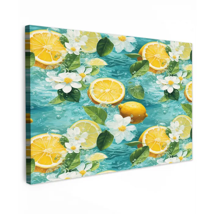 Citroen - Bloemen - Bruisend - Water Tuinposter op houten frame 2 cm dik klein 845 -3d