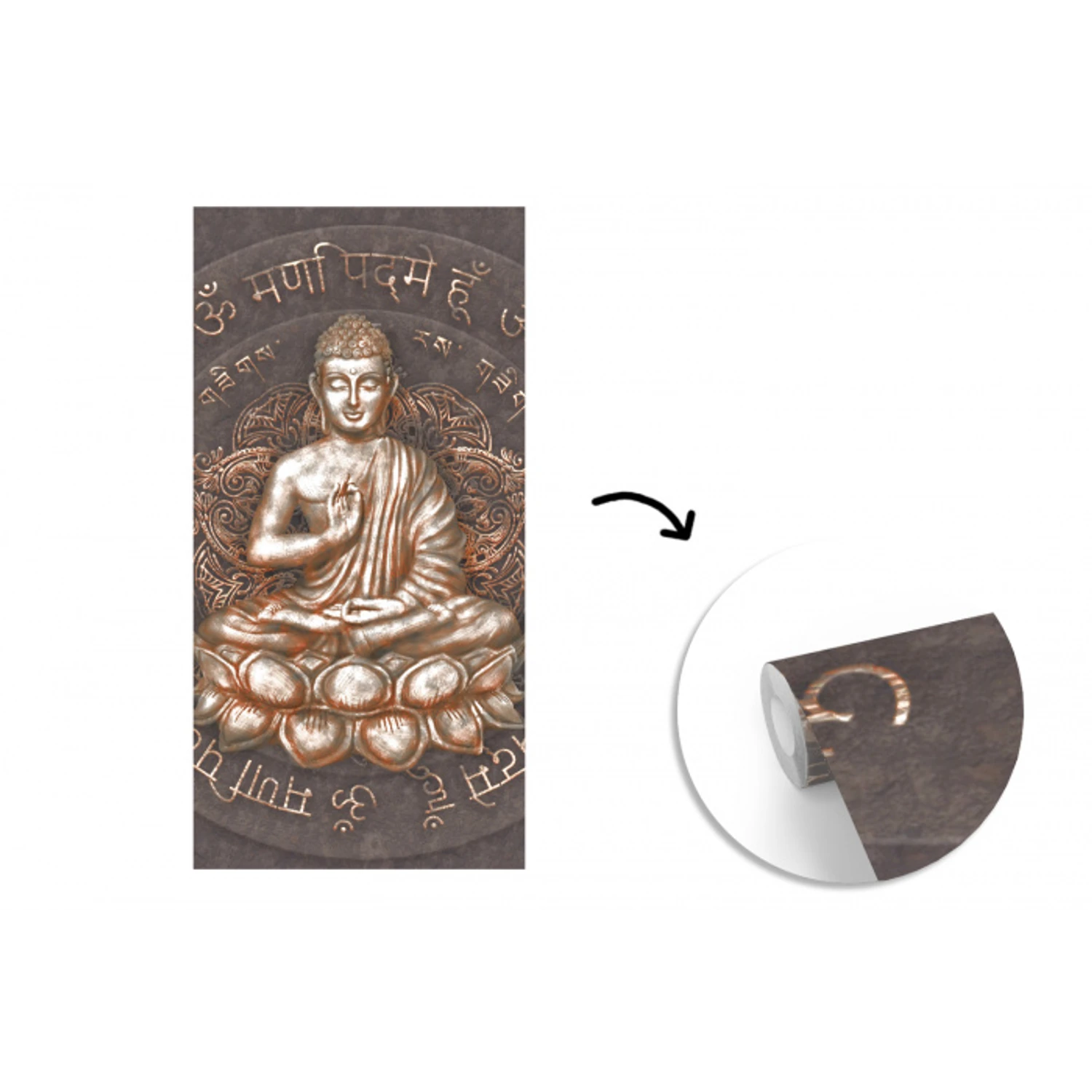 Boeddha - Mantra - Meditatie - Spiritueel - Koper fotobehang vinyl groot -3d