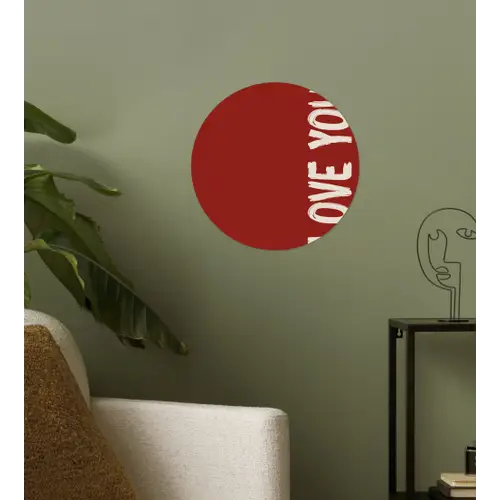 Schuin - Loveyou - Rood Wandcirkel behangsticker klein -sfeer2