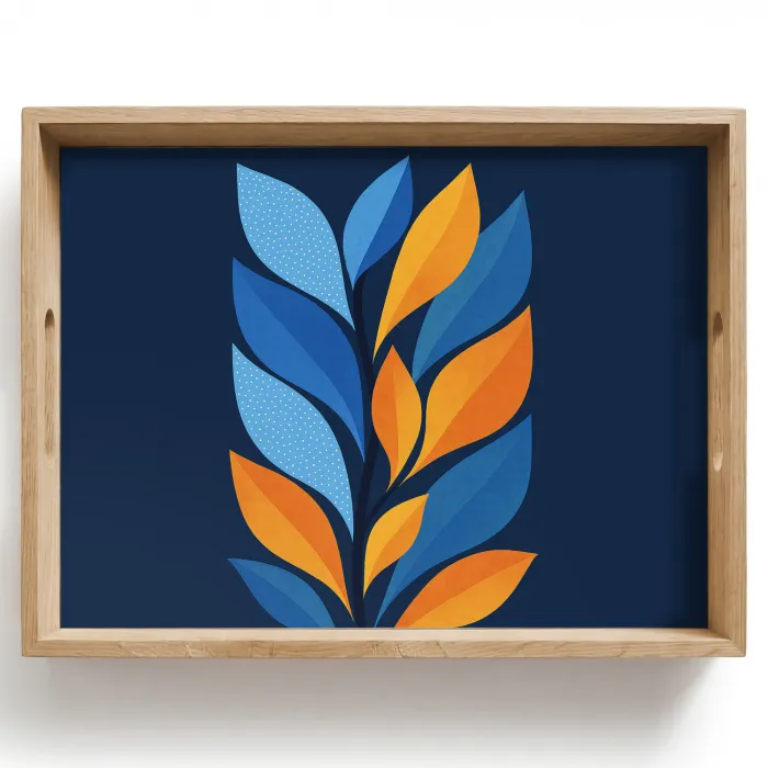 Abstract - Bladeren - Blauw Dienblad Rechthoek middel -z3d_shopping