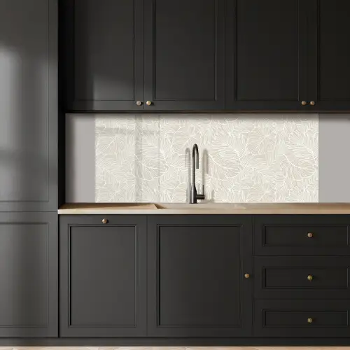Bladeren - Beige - Monstera - Palm keuken achterwand 2 middel -sfeer1
