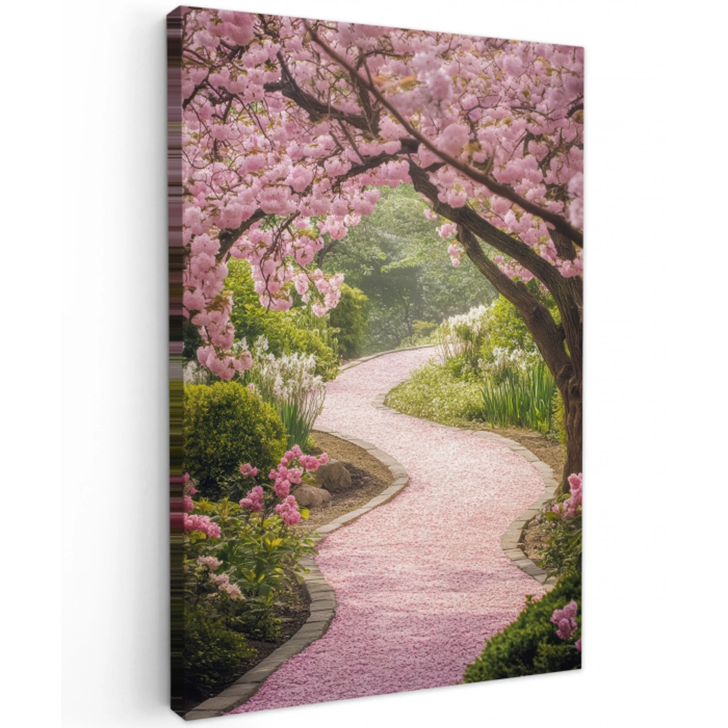Kersenbloesem - Natuur - Sakura - Pad - Japanse tuin Tuinposter op houten frame 2 cm dik klein -3d