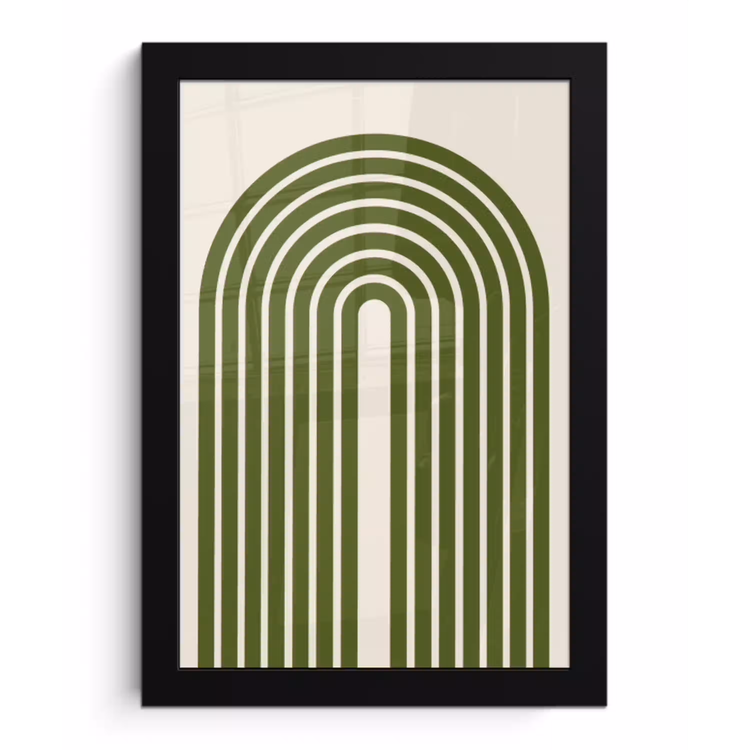 Abstract - Bogen - Modern - Groen - Kunst fotolijst zwart zonder passe partout klein -3d
