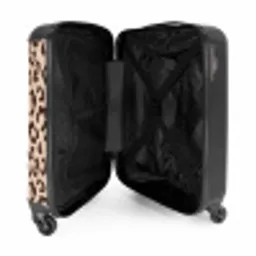 Dierenprints - Panterprint koffer in bruin en beige NBS - Handbagage koffer - Unisex middel -binnenkant