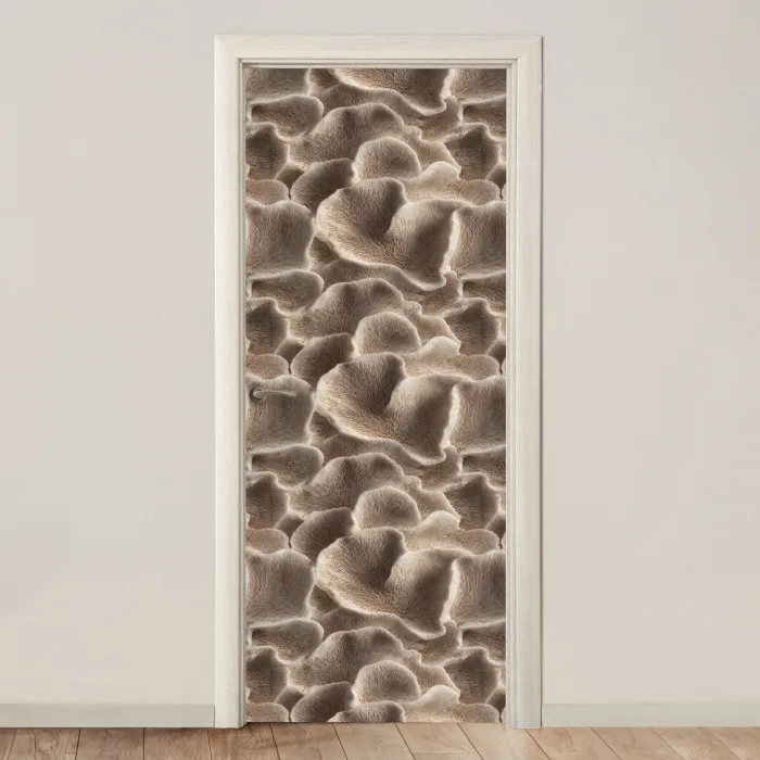 Waaiervorm - Beige - Vezel textuur deurposter klein 289 -3d_beige