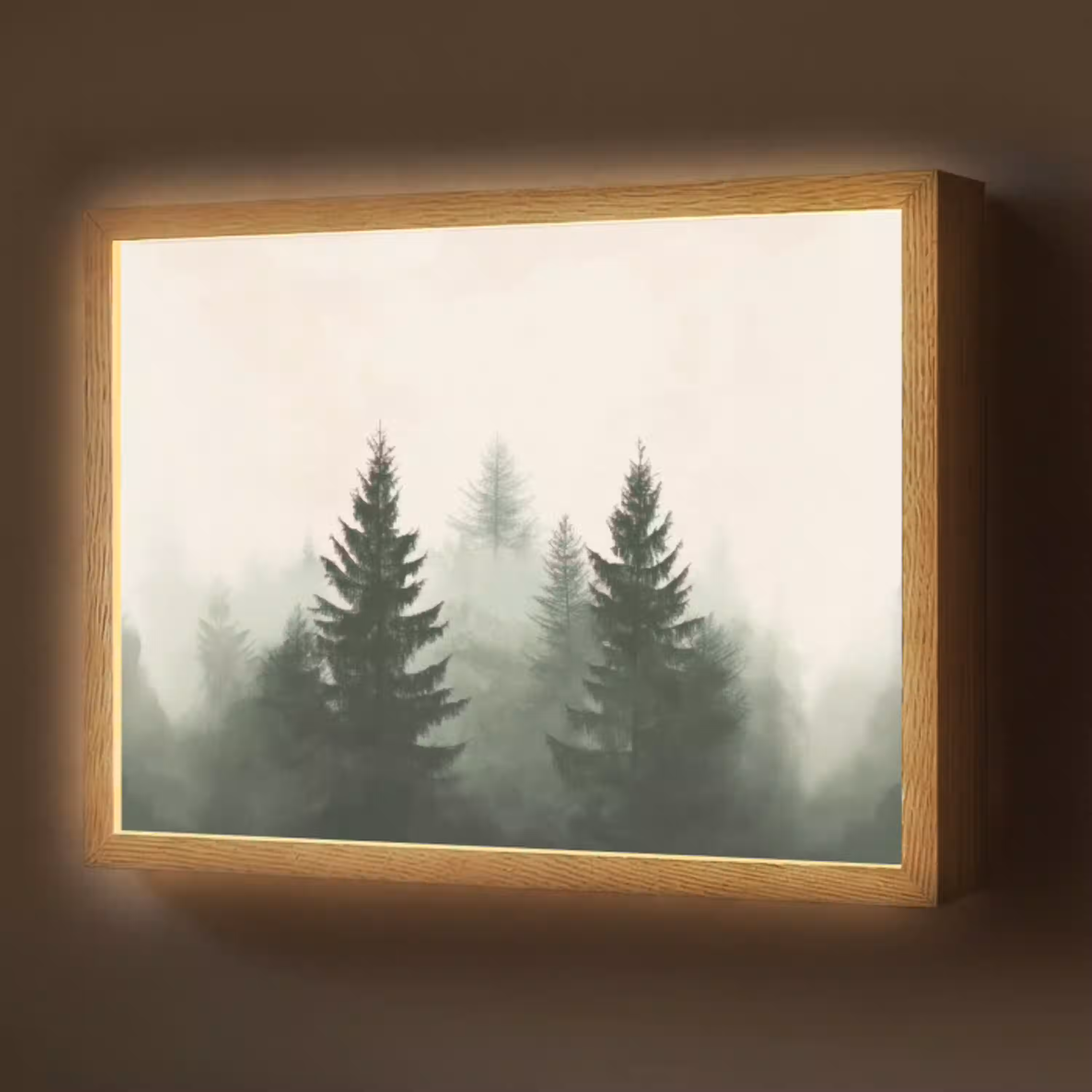 Sparren - Bomen - Groen - Beige Light Box met batterij (Wandlamp) middel -z3d_website