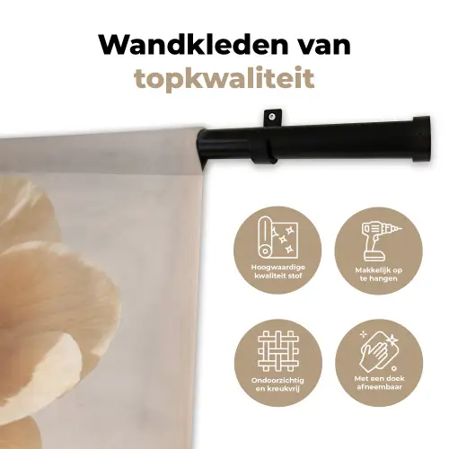 Bloem - Minimalistisch - Groen Wandkleed katoen klein -sfeer2