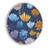 Bloemen - Patroon - Blauw - Contrast Akoestische PET Vilt - Rond klein -3d