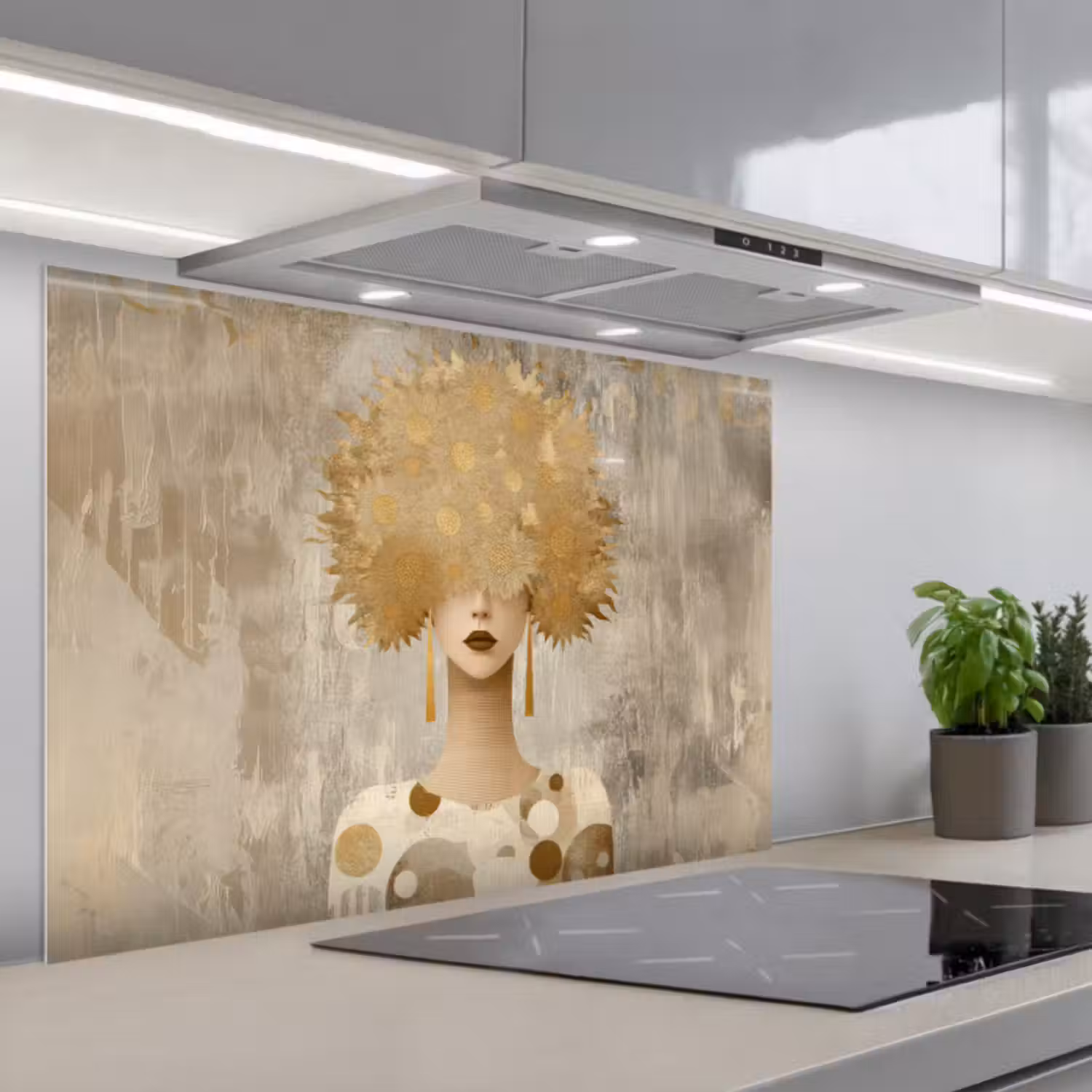 Spatscherm keuken - Goud - Portret - Vrouw