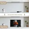 Bruin - Kok - Hondje keuken achterwand spatscherm klein -voor_na_DE