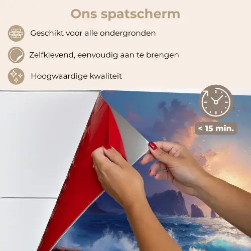 Golven - Zee - Kleurrijk - Rotsen keuken achterwand spatscherm klein -spatscherm_NL