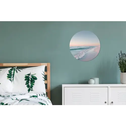 Kustlijn - Pastel - water Wandcirkel aluminium klein -slaapkamer