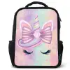 Eenhoorn - Glitters - Regenboog - Pastel Rugzak - Zwart middel -3d