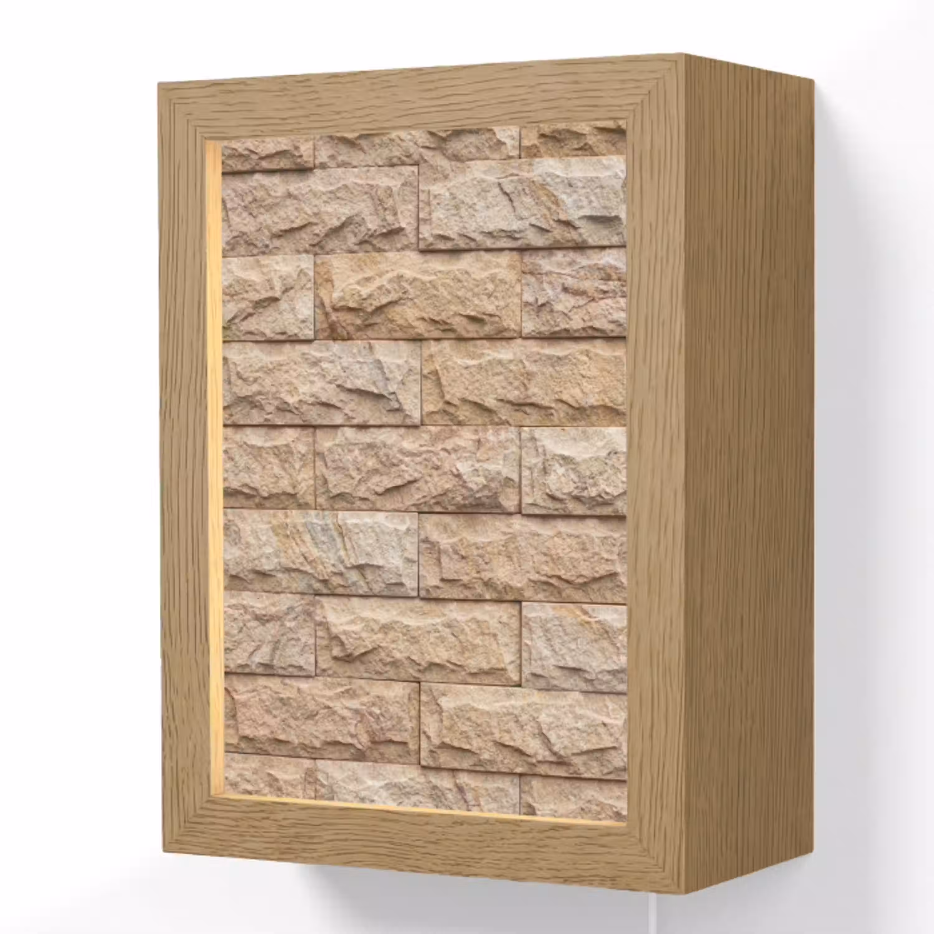 Muur - Steen - Ruw - Textuur - Beige Light Box met kabel (Wandlamp) klein -3d